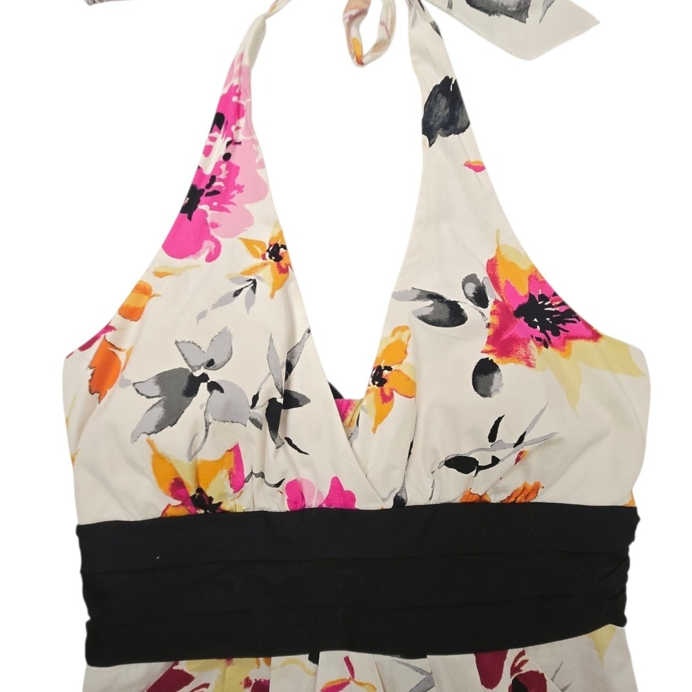 Speechless Floral Halter Dress Size 13 White Pink Orange Black‎ Sash Mini Summer